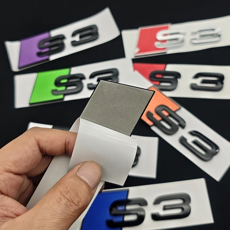 

3D ABS Chrome Green Yellow Purple Blue Black Logo S3 Emblem Sticker Car Rear Trunk Badge For Audi S3 8V 8P 8L 8Y S 3 Accessories