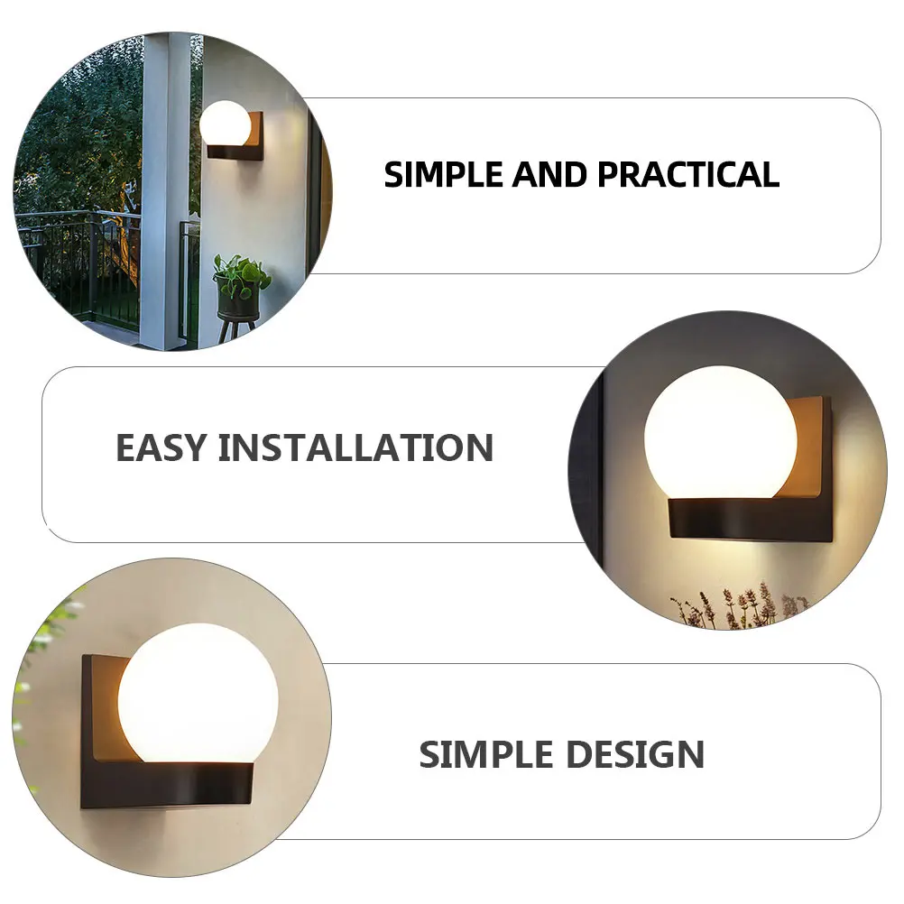 

Spherical Wall Wall Mounted Light E27 Socket 220V Outdoor Yard Lamp Decor Black White Pathway Lighting