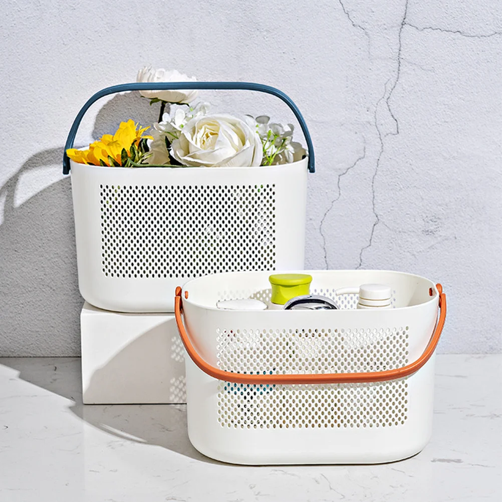 

Portable Shower Basket Plastic Storage Basket with Handles for Bathroom Kitchen Living Room Organizer Pantry Storage Bins