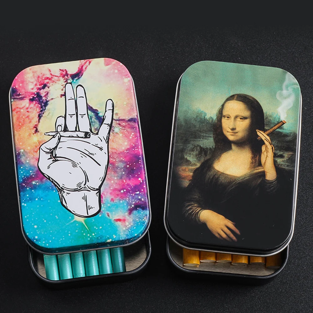 Cigarette Case Box Black Tobacco Storage Smoke Humidor Rolling Paper Jewelry Candy Coin Key Organizer Tin Flip Gifts Sealed