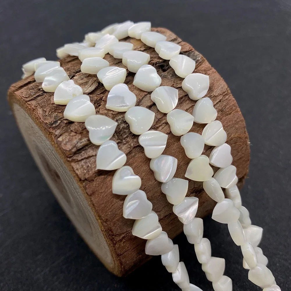 

White Natural Seawater Shell Beads Heart Shape Pearl Oyster Horizontal Hole Loose Bead 1strand Handmade Women Necklace Jewelry