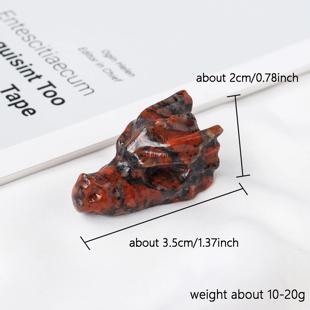 Hand Carved 1pc Natural Healing Crystal Carving Obsidian Aventurine Quartz Dragon Head Skull Figurine Crafts Gift Home Decor view 6