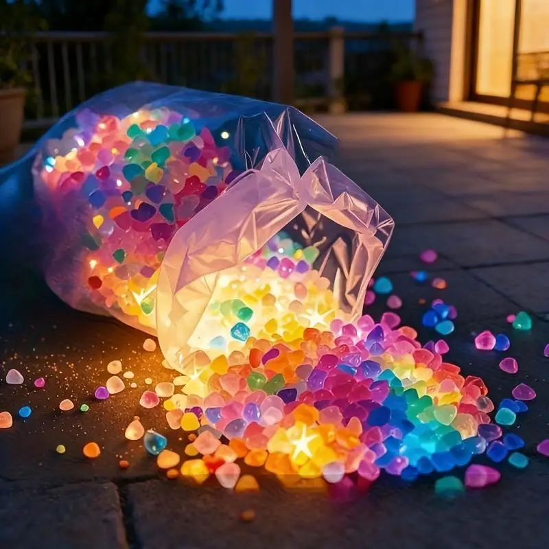 10086 Stück, leuchtende Steine für den Außenbereich 3-5mm, leuchtende Steine für Garten, Aquarium, Kies, Vase, Aquariumdekoration, fluoreszierende Partikel, leuchtende Steine für DIY-Außendekoration,