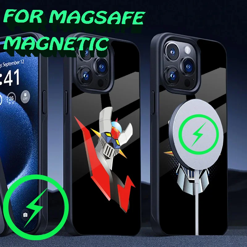 UFO Robot Goldorak Phone Case For iPhone 16,15,14,13,12,11,Plus,Pro,Max Mini Magsafe Magnetic Wireless Charging