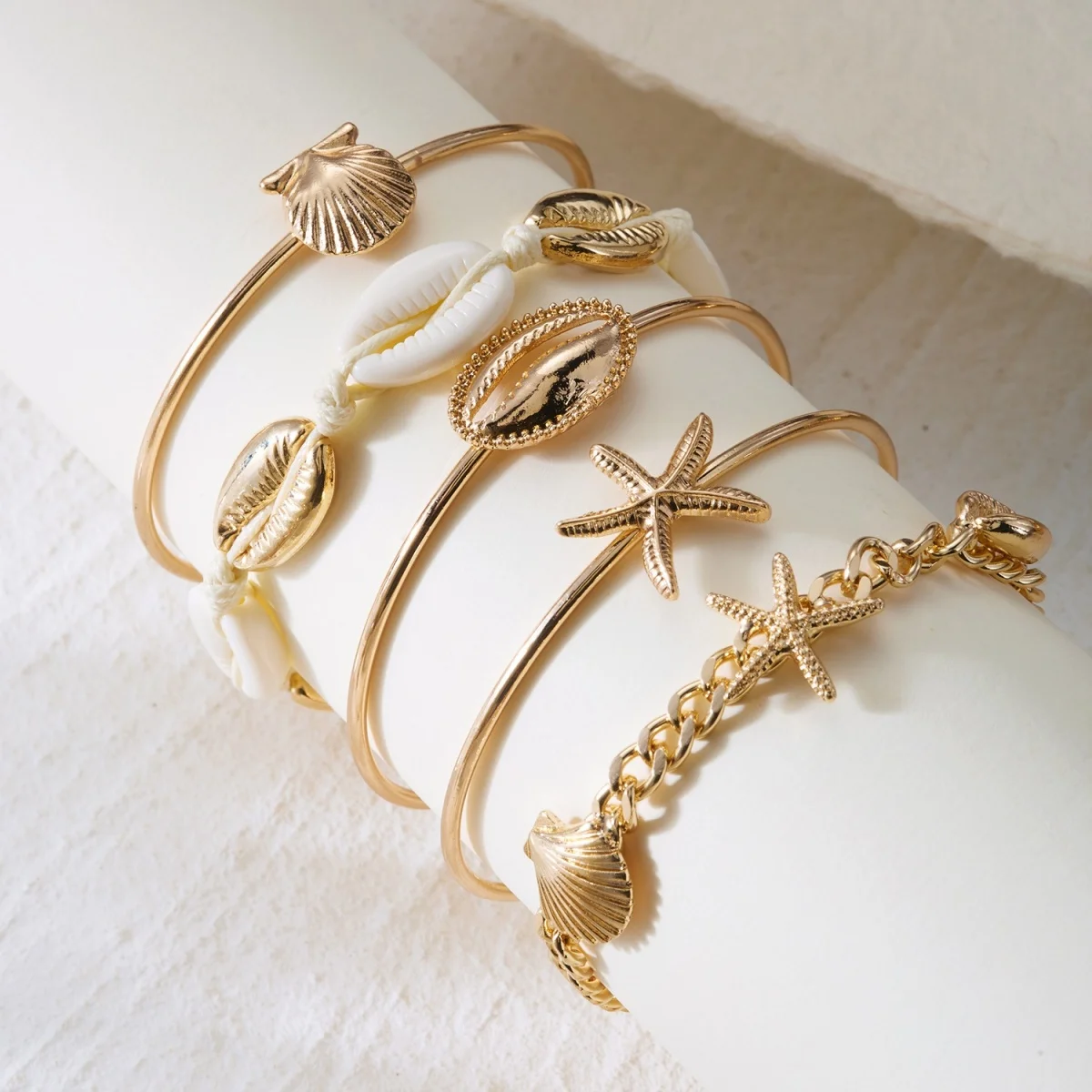 Böhmisches Mehrschichtiges Seestern-Muschel-Armreif-Set für Damen und Herren, Sommer-Strand-Urlaub, klobiger Armreif, Party-Schmuck – Detail 24