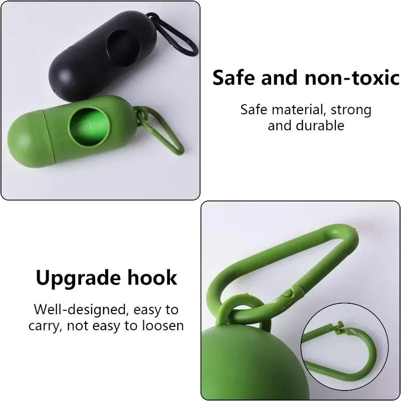 Portable Green Pet Poop Bag Dispenser - Convenient for Dog Walks  | 1Pc Capsule Dog Poop Bags Dispenser for Easy Cleanup
