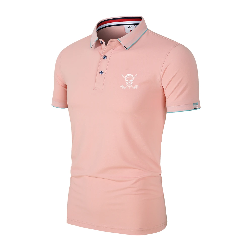 Polo Skull Golf Logo pour homme, mode personnalisée, coupe couvertes, séchage rapide, sports de plein air, vêtements de golf de loisirs, nouveau