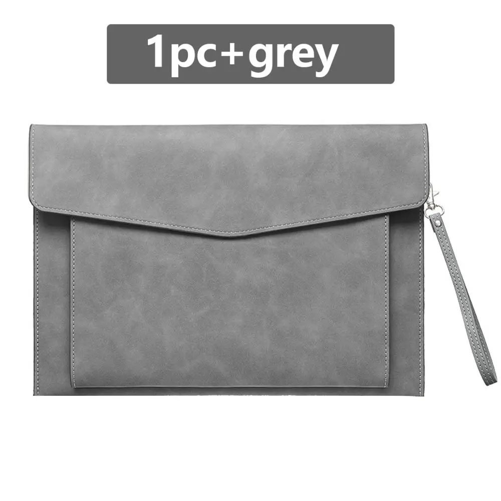 Large Capacity A4 Leather Document Bag Simple Magnetic Button Business Briefcase Elegant Thickened Double Layer File Folder