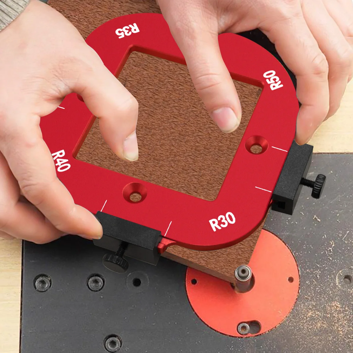 2Pcs Aluminum Alloy Corner Radius Jig Template Set, Woodworking Router Arc Cutting , Quick‑Switch Round Corner Routing Template