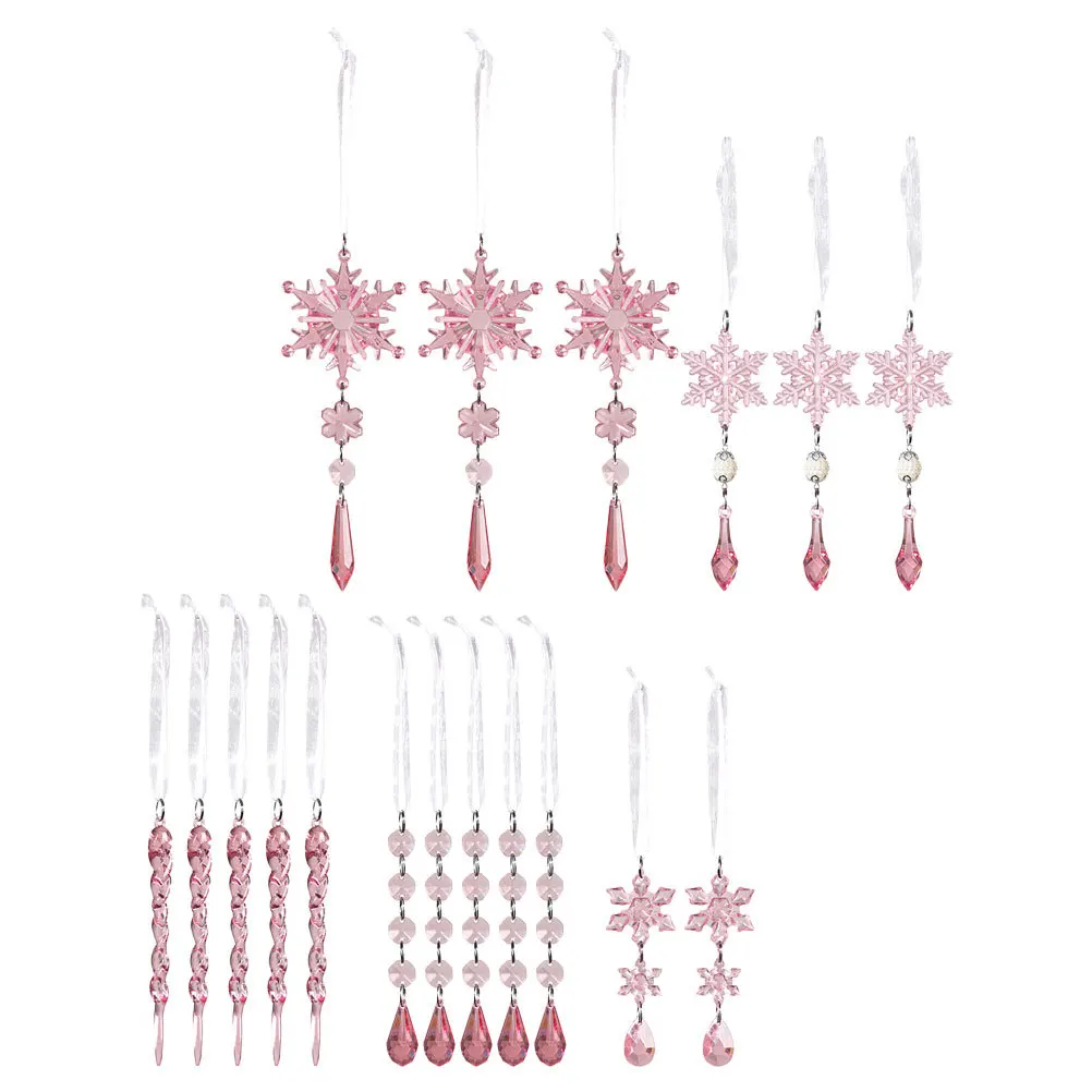 

18Pcs Christmas Snowflake Icicle Ornaments Acrylic Clear Hanging Snowflake Xmas Tree Decorations Christmas Party Decoration