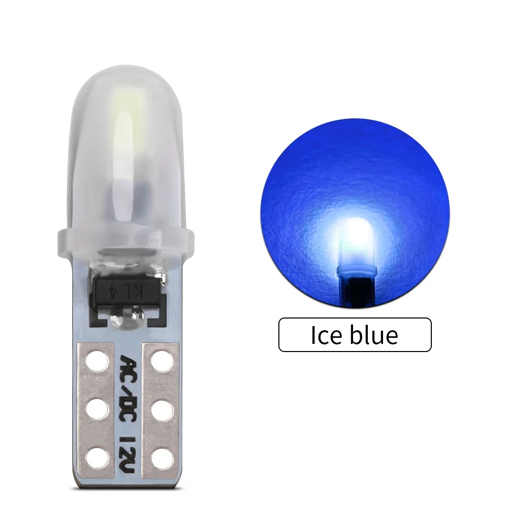 10 Pcs T5 Auto Car Dashboard Lights 2 3014 SMD Reading Instrument Panel Lamp No Polarity Led Bulb White 12V DC Amber Ice Blue