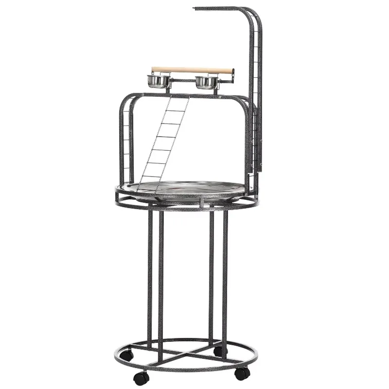 

Grey bird stand with 3 ladders, round perch, suitable for parrots, high-quality pet supplies