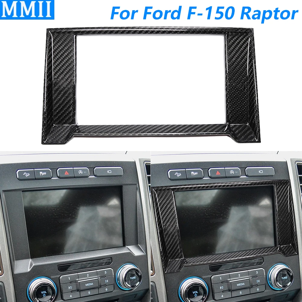 لفورد F-150 رابتور 2015-2020 ريال ألياف الكربون الملاحة إطار الشاشة لوحة غطاء الكسوة اكسسوارات تعديل السيارات الداخلية