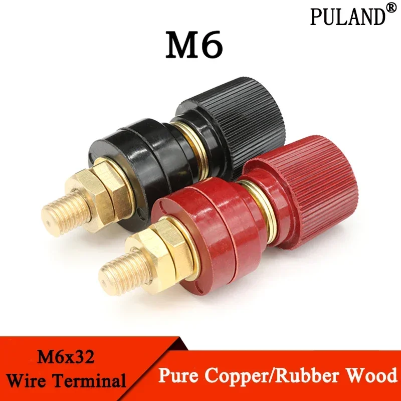 Copper M6x32 wire binding post with brass screw