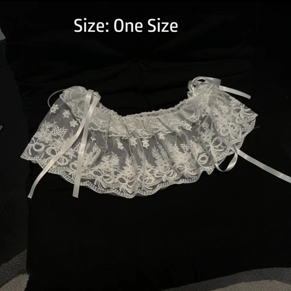 แฟชั่นสไตล์เกาหลีลูกไม้ Layered Gauze กระโปรงเอวสูงกระโปรงมินิหวาน One Piece ลูกไม้สายคล้องลูกไม้ Ruffles กระโปรง