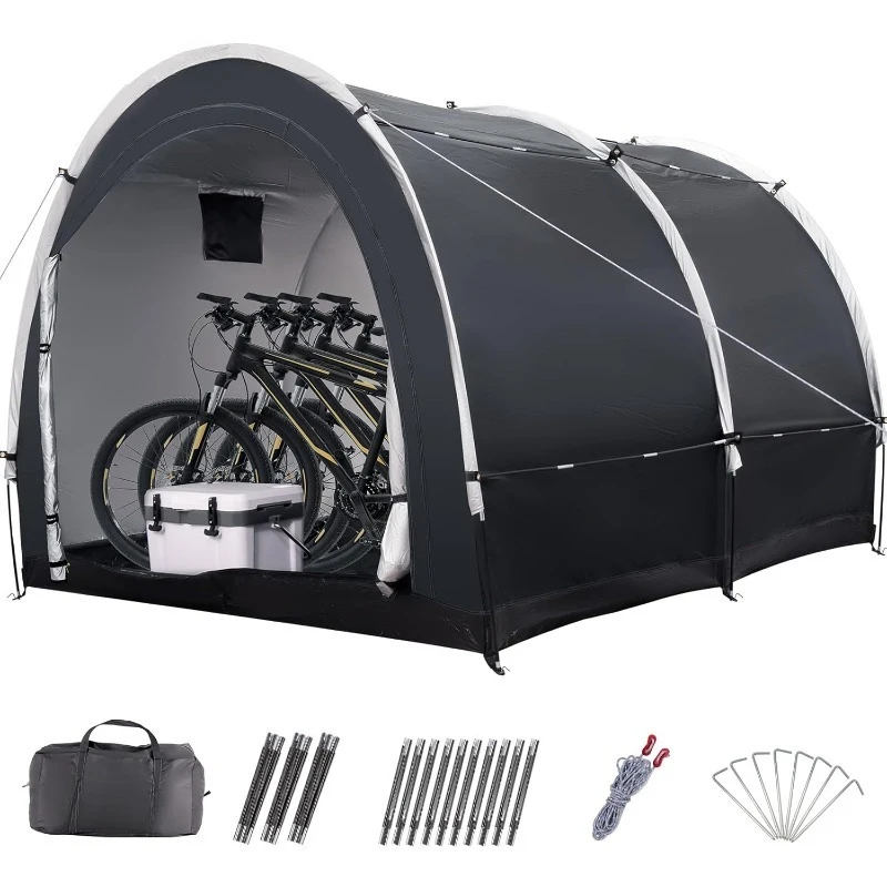 

Waterproof Bike Storage Tent with Window, Holds 2-8 Bikes & Lawn Tools, for Garden & Patio