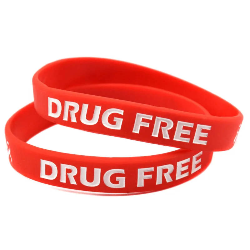 

50 PCS Drug Free Silicone Rubber Bracelet for Charity Activities Red