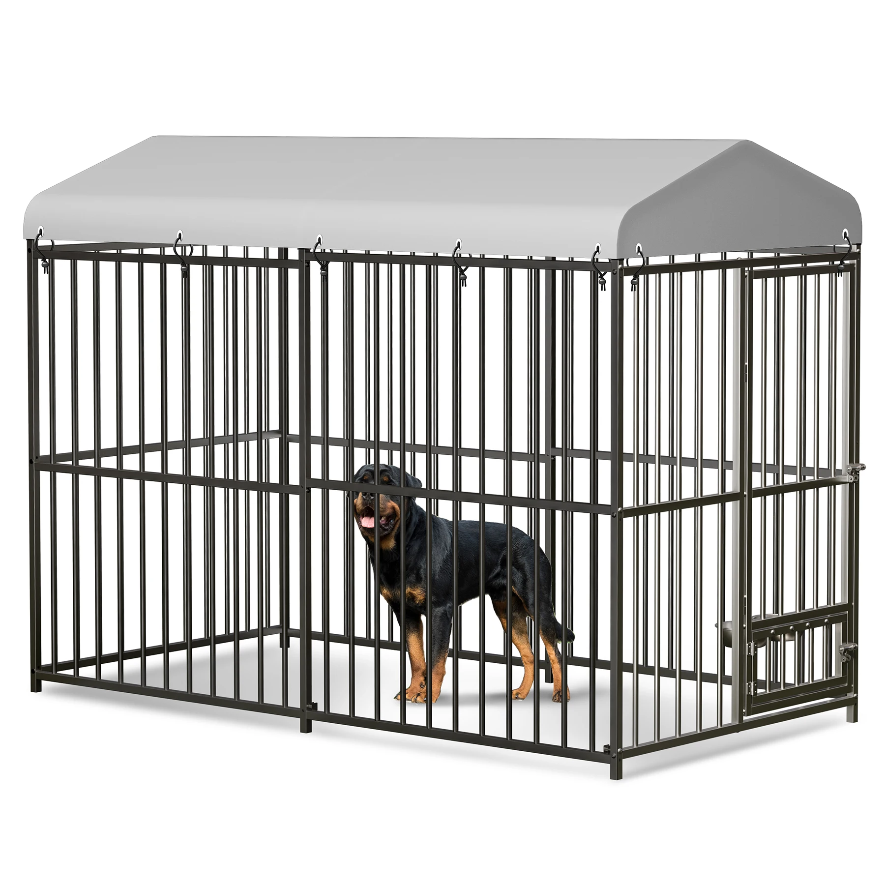 Large Outdoor Dog Kennel Heavy Duty Dog Cage with Roof Dog Kennel Galvanized Iron Dog House with Safety Locks UV & Water Resista