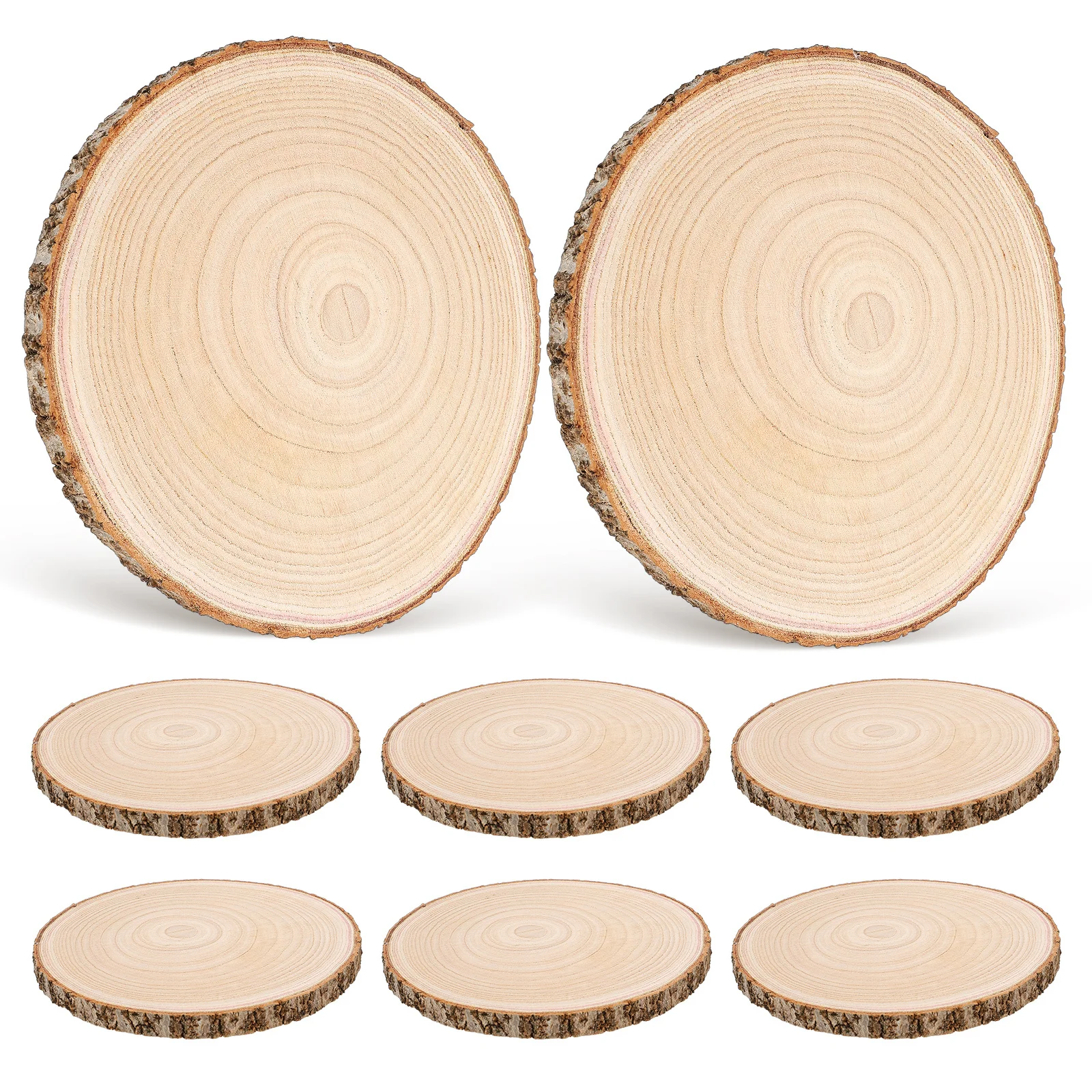 

8Pcs Wood Slices Bark Unfinished Rustic Wedding Centerpieces Painting Engraving Craft Supplies Wood Craft Supplies