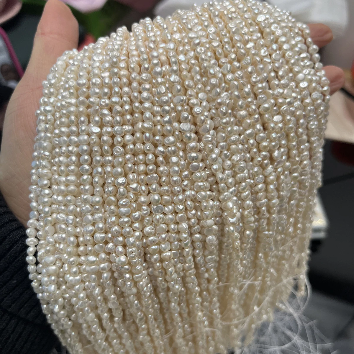 3-4mm Irregular Natural Freshwater Pearls, Semi-Finished Loose Beads for DIY Jewellery Making Necklace Bracelet Accessories