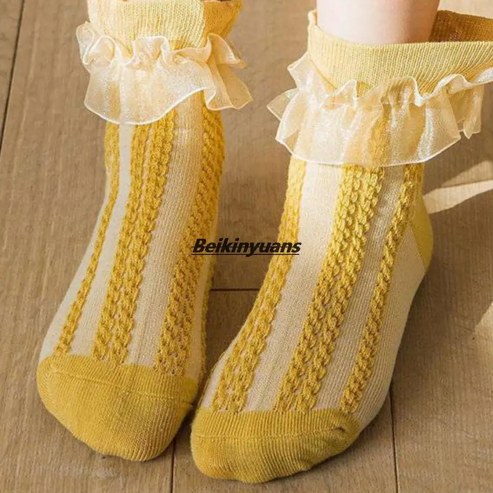 Girls double lace sokken contain cotton socks summer thin section children jump dance sock Toddler princess baby white socks