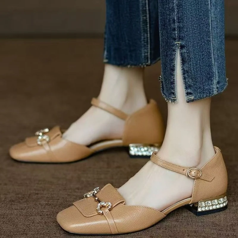 

Женские туфли на плоской платформе с квадратной пряжкой, водонепроницаемые, модные, универсальные, удобные и нескользящие