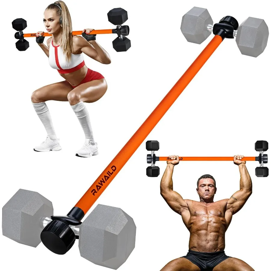 Dumbbell Converter, Convert Dumbbells to Barbell Set, Weight Bar for Bench Presses, Squats, Hip Thrust, Deadlifts, Home Weightli