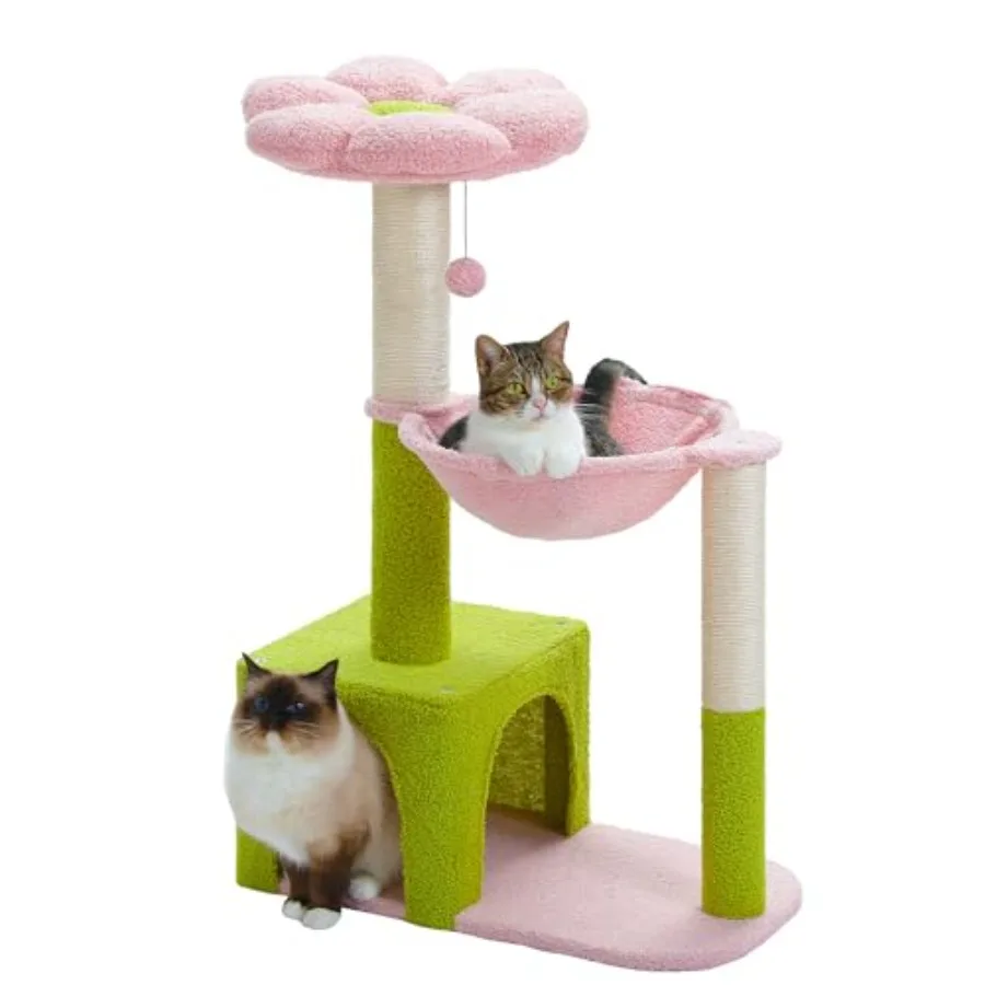 

Кошачья лежанка-когтеточка Flower Cat Tree с большим металлическим каркасом и гамаком, 35 см, милая кошачья башня с сизалевыми столбиками для когтеточек, для маленьких домашних кошек, кошачье жилище