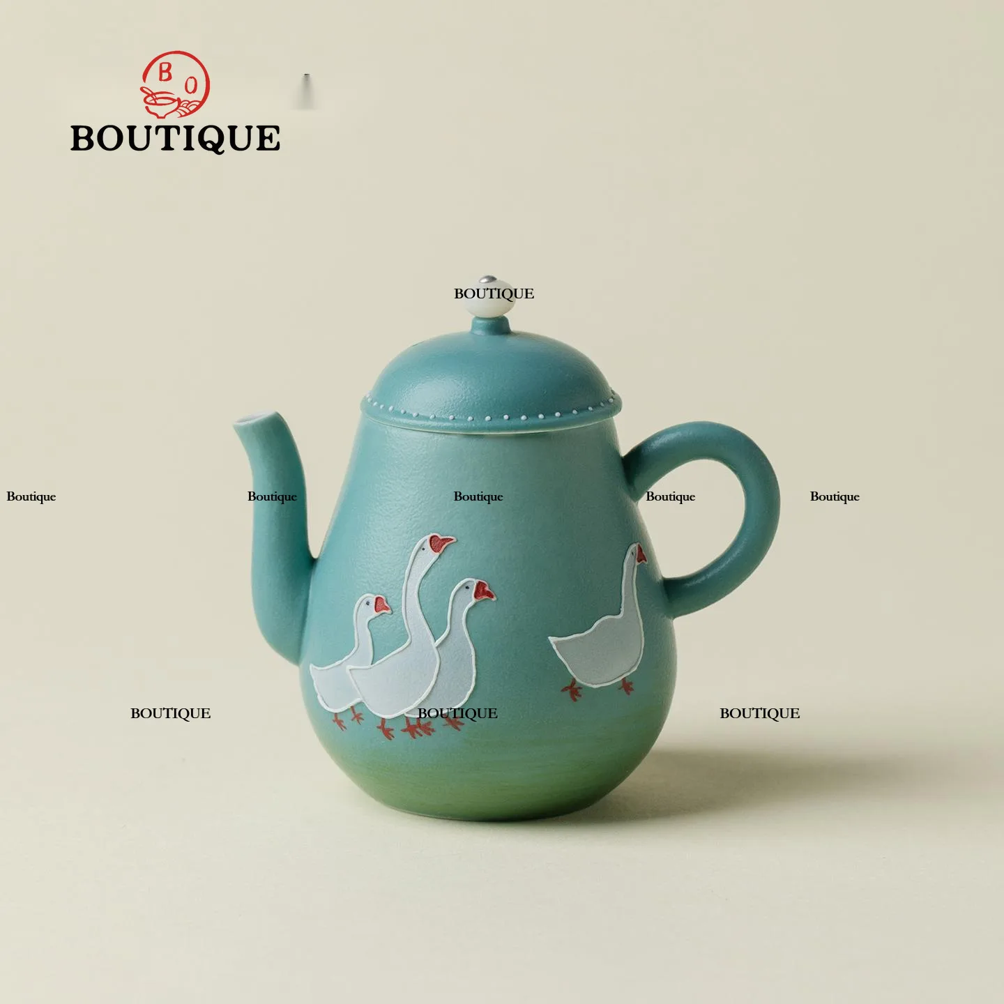 Hand-Painted White Goose Teapot Ceramic Tea Infuser Teapot Chinese Kettle Creative Teapot for Tea Set Pots Yixing Teapots Bowl