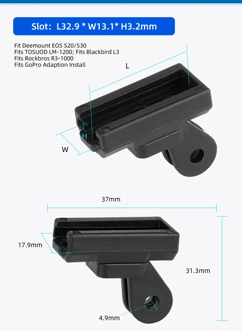 Lampenständer für Scheinwerfer EOS530/520 für Rockbros/Blackbird L3 Lenkervorbau Gabel Helmhalterung Adapter Richtung ändern – Detail 2