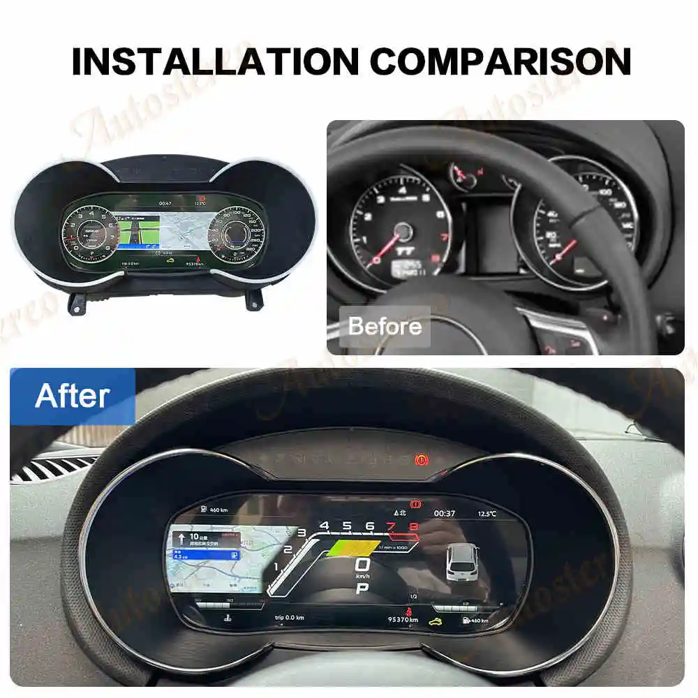 Car Odometer Digital Cluster Virtual Cockpit Screen for Audi TT TTS RS 2008-2015 Carplay Multimedia Player Dashboard Speed Meter