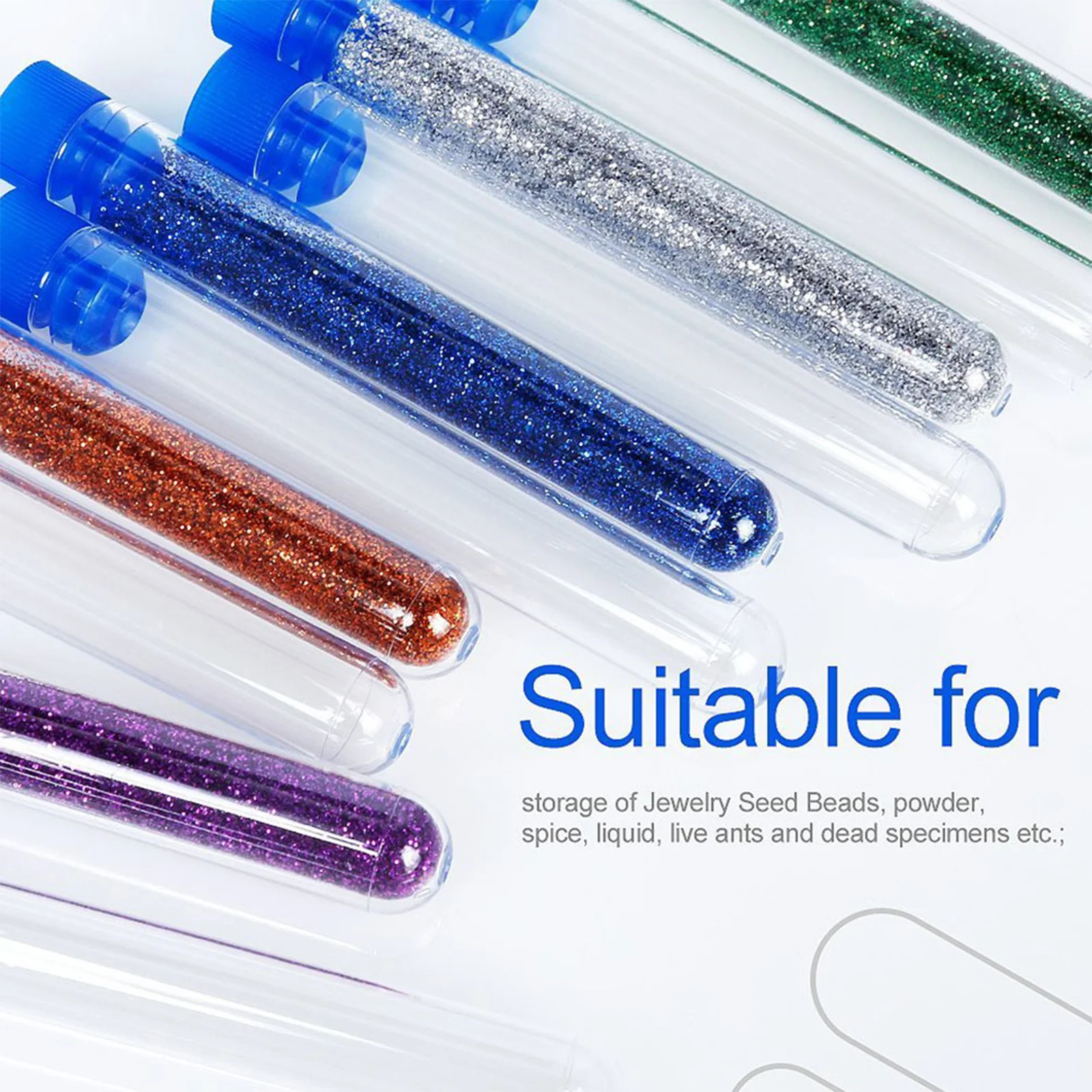 50Pcs Disposable Test Tubes Plastic Tubes with Caps for Lab Storage Chemistry Experiment Science Experiment Equipment