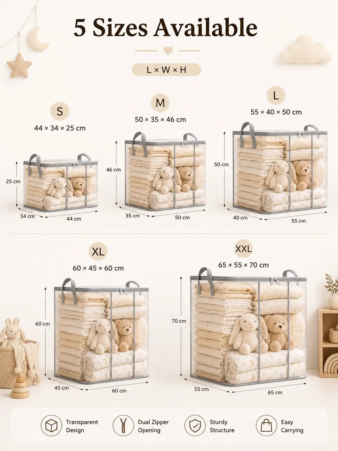 1pc Foldable Storage Box With Handle, Large Capacity Breathable Zipper Storage Bin, Suitable For Bedding, Sheets, Clothes, Blankets And Toys, Space-Saving For Closet, Home,  Also Can Be Used As Laundry Basket Or Toy Storage Bin.sh260610105219665739198