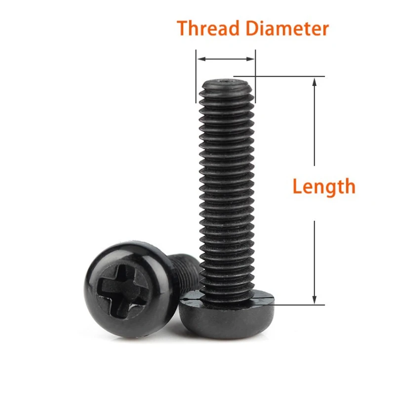 2mm 2,5mm 3mm 4mm 5mm 6mm 8mm negro blanco Nylon Phillips cabeza plana perno aislado plástico Cruz cabeza redonda tornillos métricos