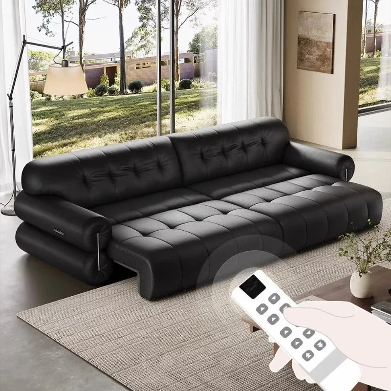 Single Double seater Four person Luxury leather electric function retractable sofa living room sofas couch Convertible sofa bed