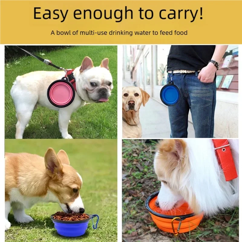 Folding Portable Silicone Dog Feeder Bowl 2-in-1 Pet Dispenser for Outdoor Travel Food And Water Container for Dogs And Cats view 2