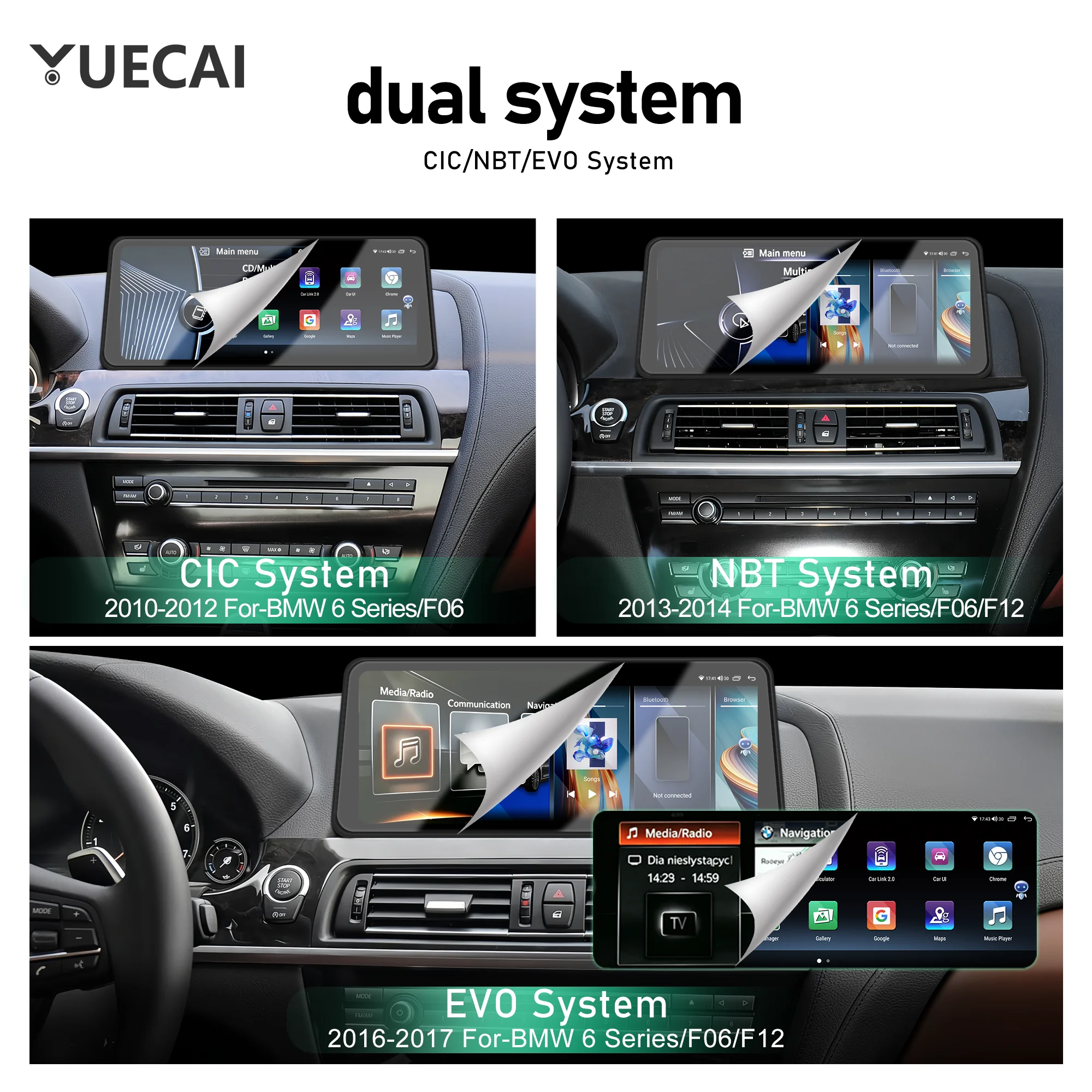 Suitable for BMW 6 Series F12 F13 CIC NBT Wireless BT Carplay Host Touch Screen Multimedia Player GPS Compatible with 6 Series