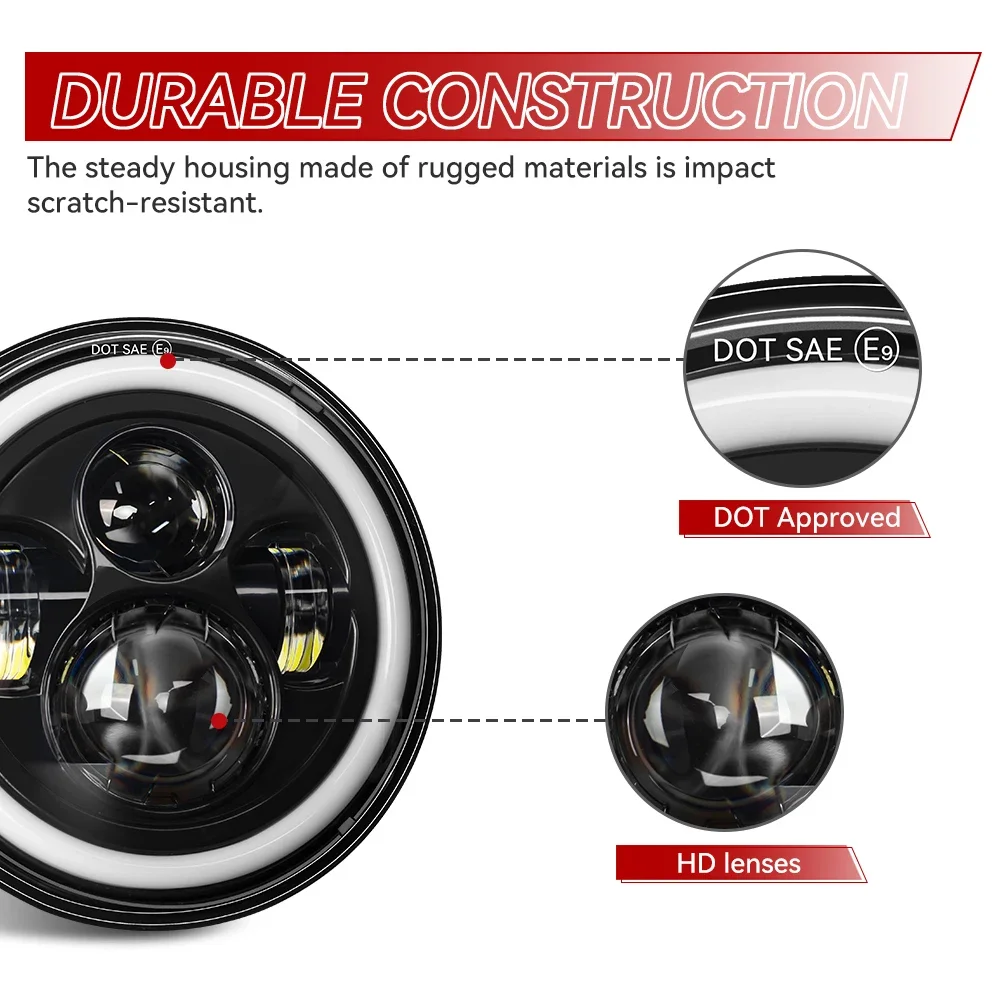 7-дюймовая светодиодная фара с белыми углами Halo, светодиодная фара H4 Hi/Low, указатель поворота для Urban 4X4 Suzuki Samurai Jeep Wrangler Off Road