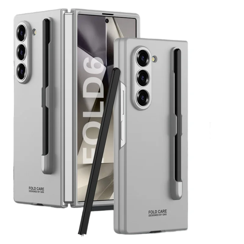 เคสโทรศัพท์สีด้านสุดหรูสำหรับ Samsung Z Fold 5เคสพร้อมช่องเสียบปากกาปลอกกันกระแทกแบบรวมทุกอย่างสำหรับ Galaxy Z Fold 6