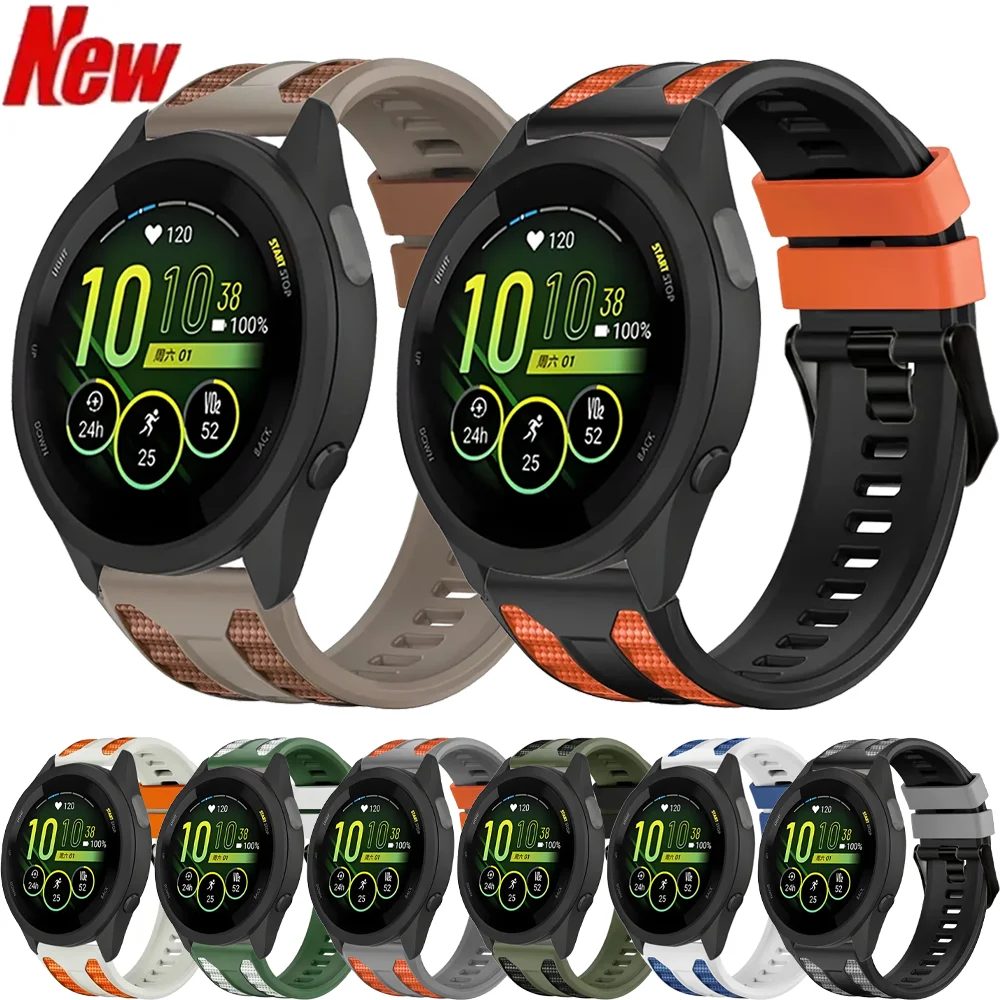 22mm Official Two-Color Silicone Strap For Garmin Forerunner 265 255 970 965 Sports Bracelet For Amazfit Bip Max 6 5/Balance 2 3