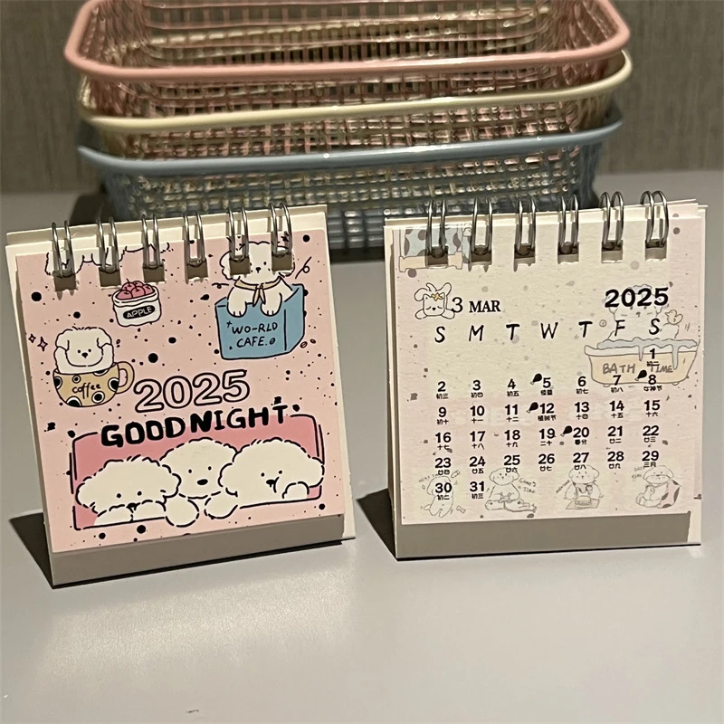 1 pc 2025 Mini Cute Monthly Calendar 12 Months Of Different Photos Tabletop Flip Schedule Calendar For Home School Decoration