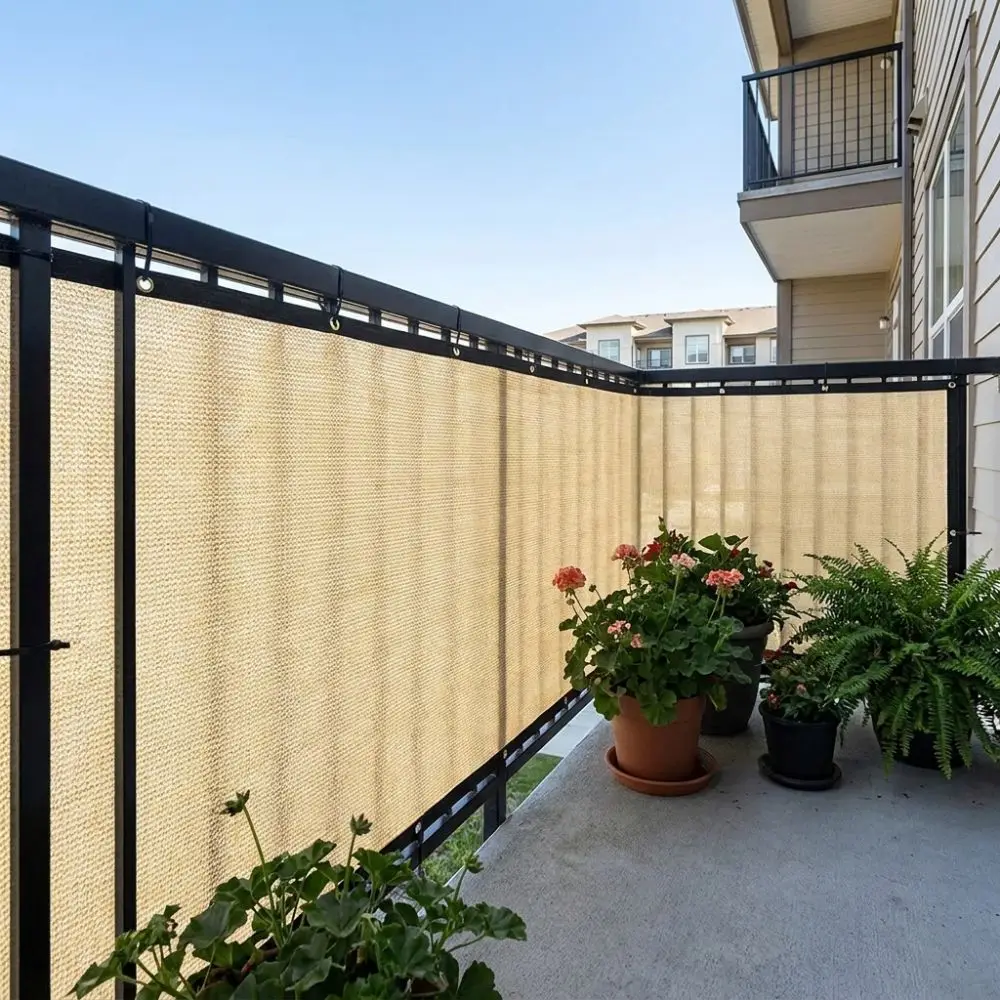 Thickened Balcony Fence Privacy Shade Screen Dust-proof Encrypted Yard Heat Insulation Privacy Net with Rope Sun Protection