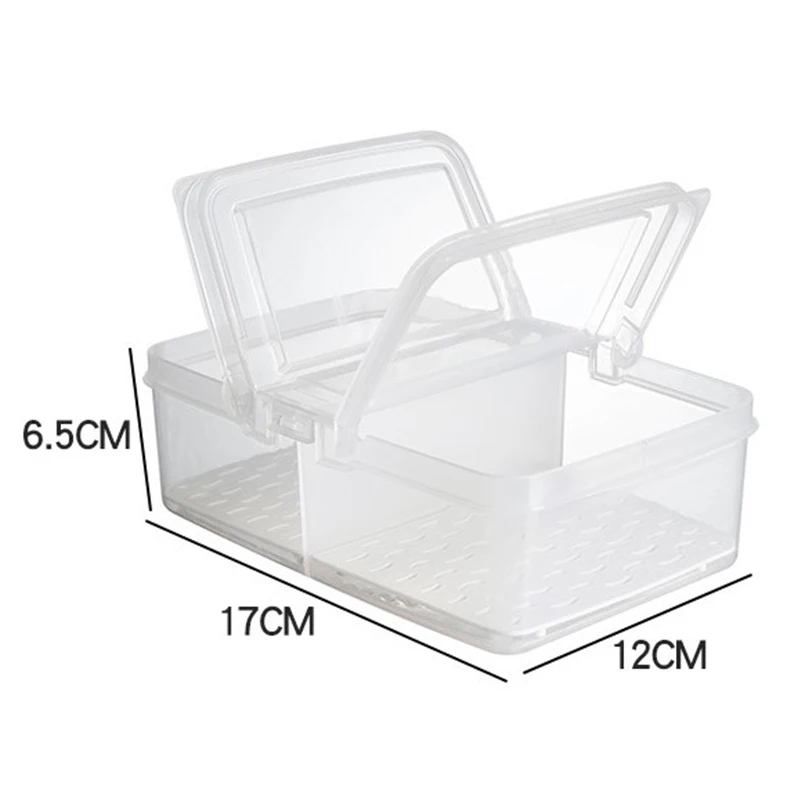 Refrigerator Crisper Fruit And Vegetable Storage Kitchen Sealed Drain Divider Bento Box Sealed Storage Box Lidded Container