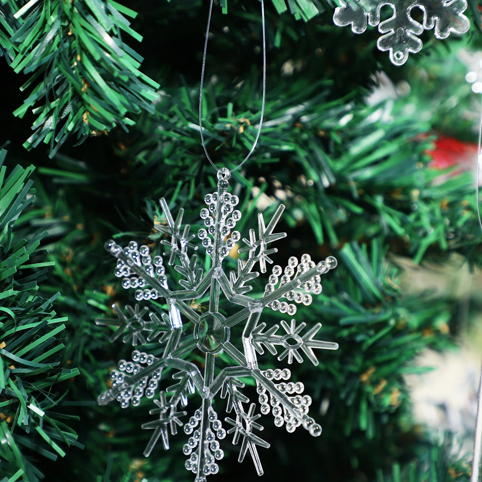 

1 set 1 Set Christmas Ornaments Transparent Snowflake Hanging Decor For Xmas Tree Winter Party Crystal Acrylic Pendants