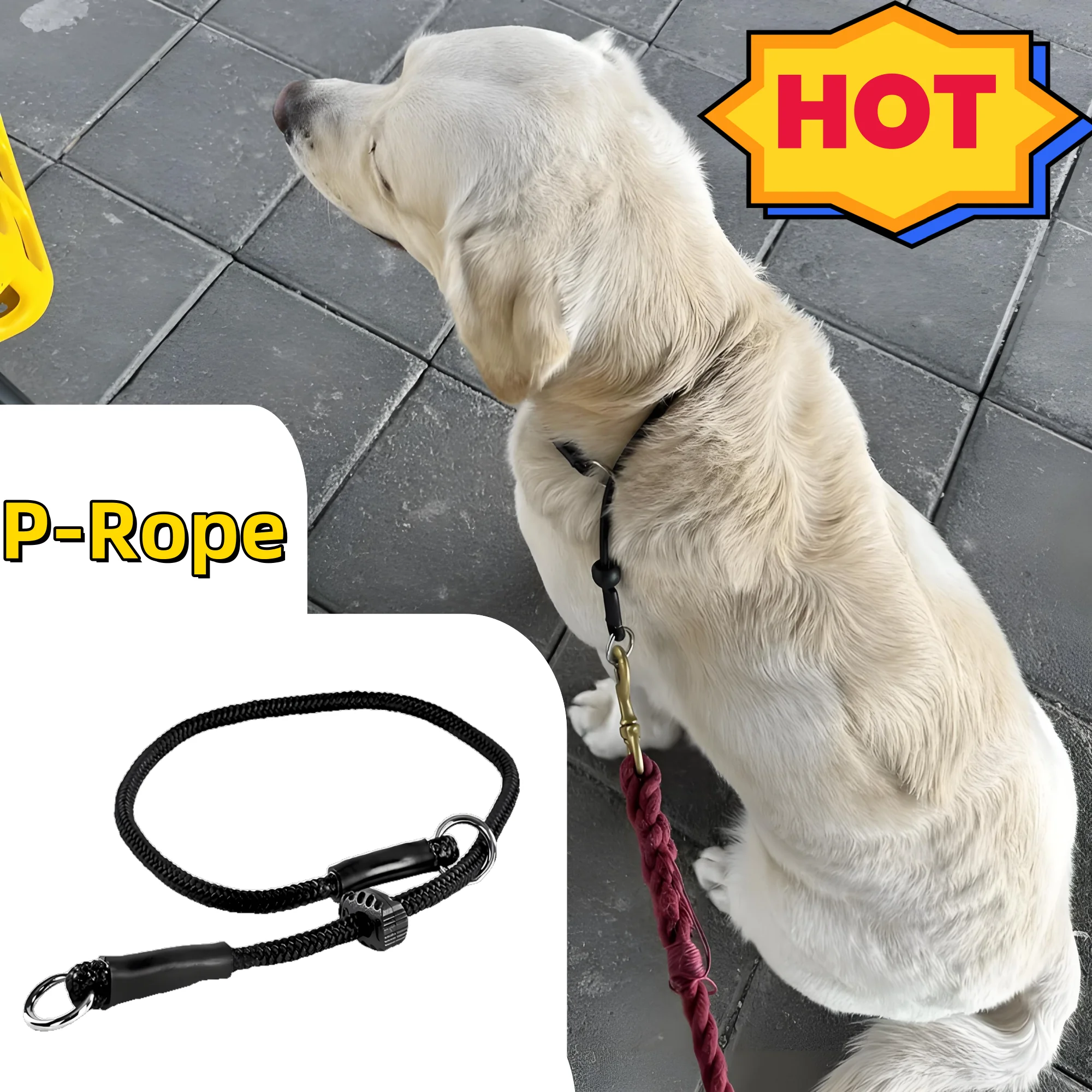 Zugseil-Ausrüstung, Choke-Halsband für Hundetraining, handgefertigt aus Kordel mit Limiter, wasserdichtes Hundetrainingseil-Zubehör – Detail 2