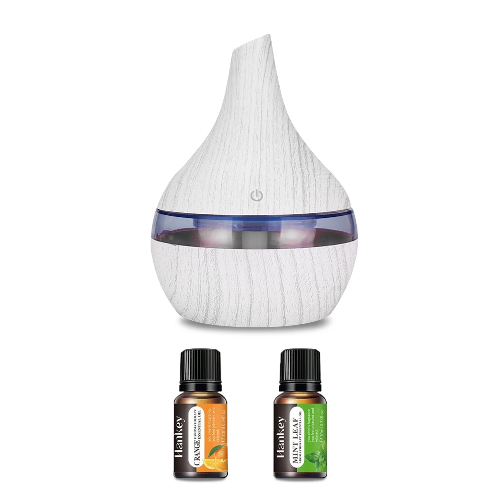

New 300ml Wood Grain Humidifier & Essential Oil Diffuser USB Powered, Includes 2 Aroma Oils
