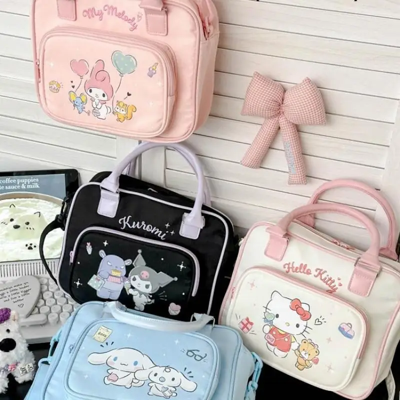 

Sanrios Cute Cartoon Hello Kittys Kuromi Handbag Shoulder Bag Storage Bag Cosmetic Bag Good-Looking Fashion Festival Gift