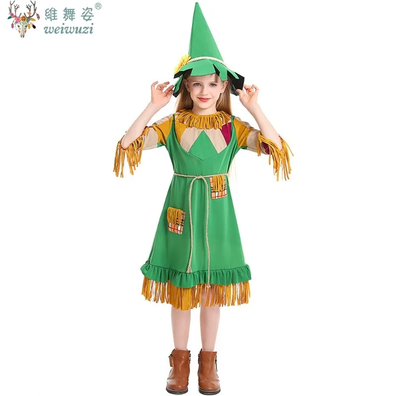 

Halloween Role Play Kids Children Girls Wizard of Oz Scarecrow Puppet Costume Carnival Party Fancy Dress Witch Party Disguise