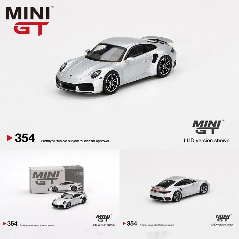 TSM MINI GT 1:64 #354 911 Turbo S GT Silver Metallic Die-cast alloy car model collection display  gifts