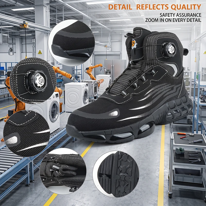 2026 Beliebte Sicherheitsschuhe mit Kunststoff-Zehenkappe und Kevlar-Zwischensohle, Arbeitsschuhe, Bergbaustiefel, Stoß- und Durchstichfest – Detail 6